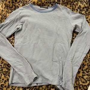 Brandy Melville light blue and white striped long sleeve top